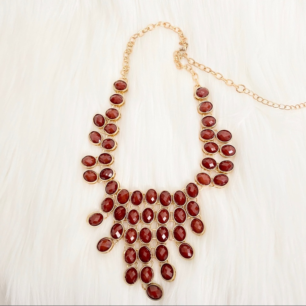 Statement Necklace-Dark Burgundy